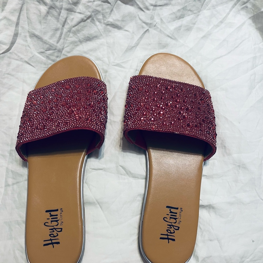Women's Rhinestone Slide Sandals - pink - Picture 2 of 8